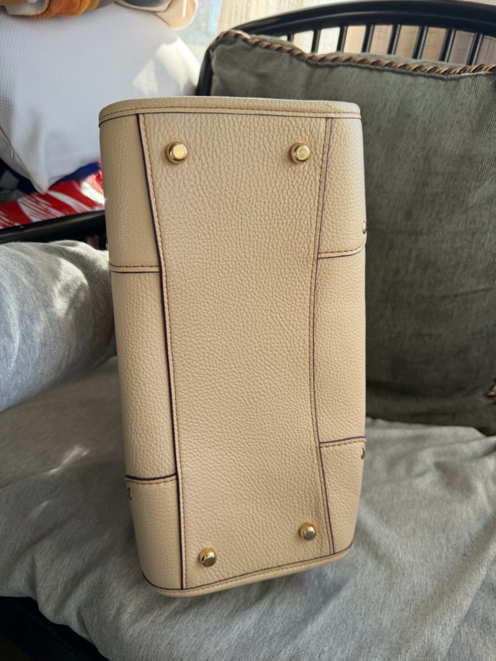 Coach Pebbled Leather Satchel in Cream with Gold Hardware - Picture 11 of 13